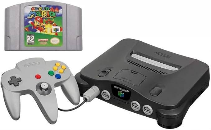 N64 System with Controller, Hookups, and Mario 64 Game (Renewed)