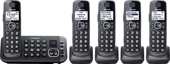 Panasonic KX-TGE645M ( 5 Handsets ) Cordless Phone With Digital Answering System ( Expandable ) DECT 6.0