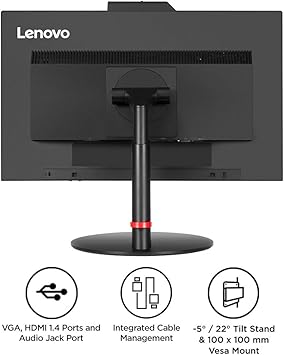 Lenovo ThinkVision T22v-10 21.5 inch LED lit VoIP Monitor FHD, IPS Edgeless HDMI, VGA, DP ports