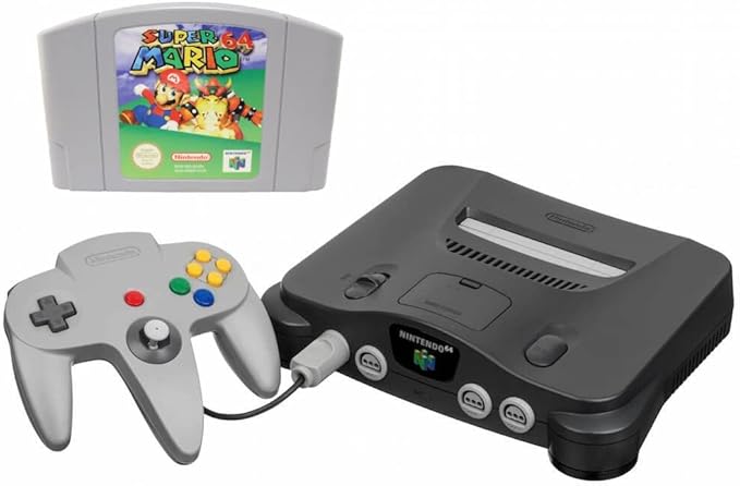 N64 System with Controller, Hookups, and Mario 64 Game (Renewed)