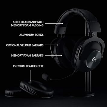 Logitech G PRO Gaming Headset 2nd Generation Comfortable and Durable with PRO-G 50 mm Audio Drivers (Renewed)