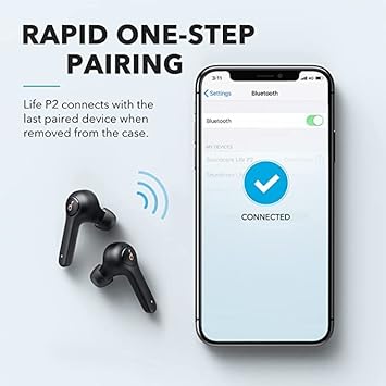 Anker Soundcore Life P2 True Wireless Earbuds with 4 Microphones, CVC 8.0 Noise Reduction, Graphene Drivers for Clear Sound, USB C, 40H Playtime, IPX7 Waterproof, Wireless Earphones (Renewed)