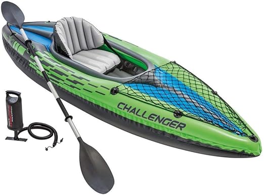 Intex Challenger K1 Kayak, 1-Person Inflatable Kayak Set with Aluminum Oars and High Output Air Pump (Renewed)