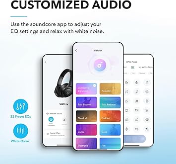 soundcore by Anker Q20i Hybrid Active Noise Cancelling Headphones, Wireless Over-Ear Bluetooth, 40H Long ANC Playtime, Hi-Res Audio, Big Bass, Customize via an App, Ideal for Travel (Renewed)