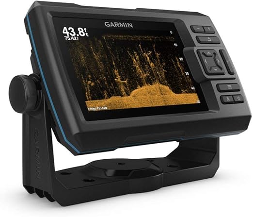 Garmin Striker Plus 5cv with Transducer, 5" GPS Fishfinder with Chirp Traditional and ClearVu Scanning Sonar Transducer and Built in Quickdraw Contours Mapping Software (Renewed)