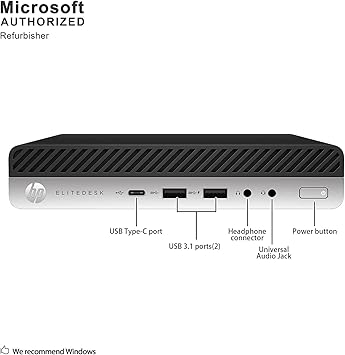 HP Elitedesk 800 G3 Mini Business Desktop Ethernet, Keyboard+Mouse, 64-bit