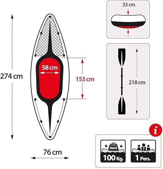 Intex Challenger K1 Kayak, 1-Person Inflatable Kayak Set with Aluminum Oars and High Output Air Pump (Renewed)