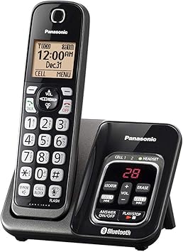 Panasonic KX-TG833SK Link2Cell Bluetooth with Talking Caller ID 3 Handset Cordless Phone (Renewed)