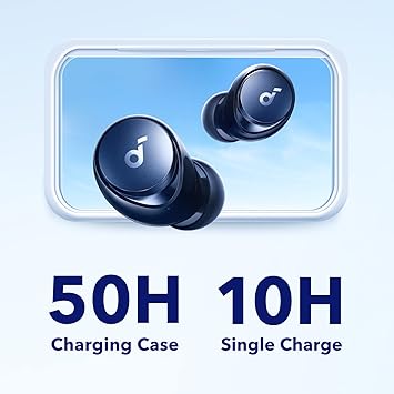 Soundcore Space A40 Auto-Adjustable Active Noise Cancelling Wireless Earbuds, Reduce Noise by Up to 98%,50H Playtime,Hi-Res Sound, Comfortable Fit,App Customization,Wireless Charge(Renewed)