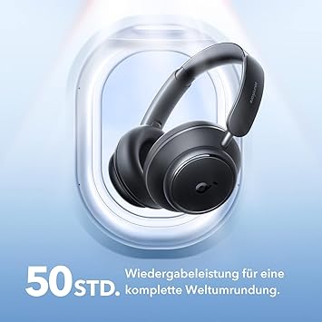 soundcore by Anker Space Q45 Adaptive Noise Cancelling Headphones, Reduce Noise by Up to 98%, Ultra Long 50H Playtime, App Control, Hi-Res Sound with Details, Bluetooth 5.3, Ideal for Traveling (Renewed)