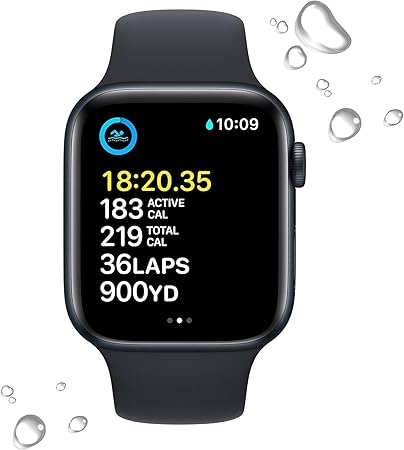 Apple Watch SE (2nd Gen) (GPS, 44mm) - Midnight Aluminum Case with Midnight Sport Band, M/L