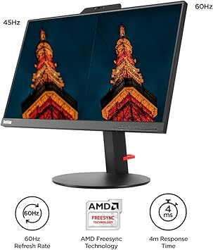 Lenovo ThinkVision T22v-10 21.5 inch LED lit VoIP Monitor FHD, IPS Edgeless HDMI, VGA, DP ports