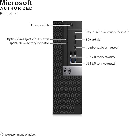 Dell Optiplex 3040-SFF, Core i3-6100 3.7GHz, 8GB RAM, 256GB Solid State Drive, DVDRW, Windows 10 Pro 64bit (Renewed)