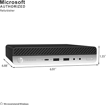 HP ProDesk 600 G3 Mini PC Desktop Intel Core i5-6500T (Quad Core) 16GB RAM 256GB PCIe Solid State Drive USB-C Windows 10 Professional (Renewed)