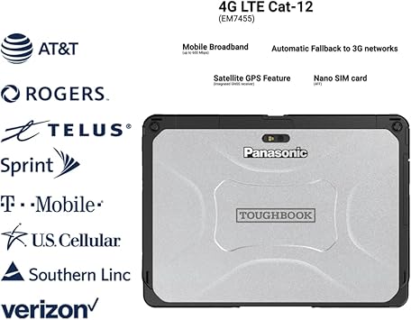 Panasonic Toughbook CF-20 MK2 Rugged 2-in-1, Tablet Only, 10.1" WUXGA Touchscreen with Stylus, Core i5-7Y57, 8GB, 256GB SSD, 4G LTE, Windows 11 Pro