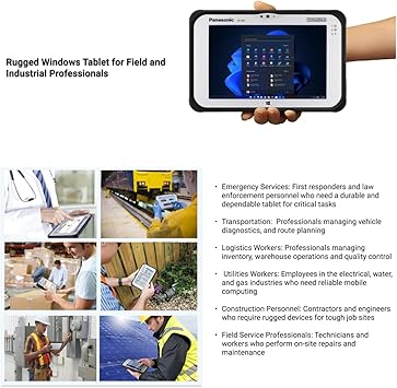 Panasonic Toughpad FZ-M1 MK3, Rugged Tablet, 7'' WXGA Touch Screen with Stylus, Core i5-7Y57, 8GB, 128GB SSD, 4G LTE, Windows 11 Pro (Renewed)