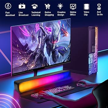 Dell Gaming OptiPlex Desktop RGB Computer PC, Intel Core i5, AMD RX 550 4GB GDDR5, 16GB RAM, 512GB SSD, 24 Inch HDMI Monitor, RGB Keyboard Mouse and Headset, WiFi, Windows 10 Pro (Renewed)