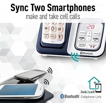 Panasonic KX-TGD563A Link2Cell Bluetooth Cordless Phone with Voice Assist and Answering Machine - 3 Handsets