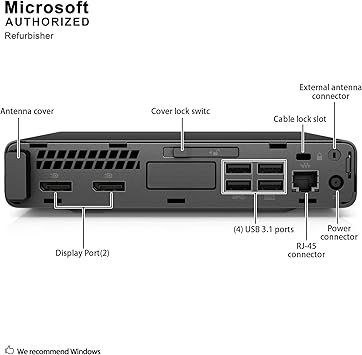 HP ProDesk 600 G3 Mini PC Desktop Intel Core i5-6500T (Quad Core) 16GB RAM 256GB PCIe Solid State Drive USB-C Windows 10 Professional (Renewed)