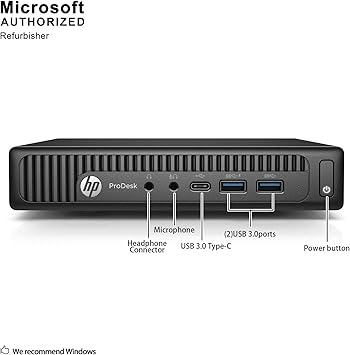 Newest HP 600 G2 Micro Computer Mini Tower PC (Intel Quad Core i3-6100T, 16GB DDR4 Ram, 256GB Solid State SSD, WiFi, VGA, USB 3.0) Win 10 Pro (Renewed)