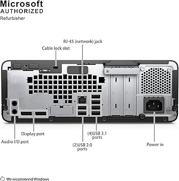 HP ProDesk 600G3 Desktop Computer PC, 16GB RAM, 512GB SSD Hard Drive, Windows 10 Professional 64 Bit (Renewed)