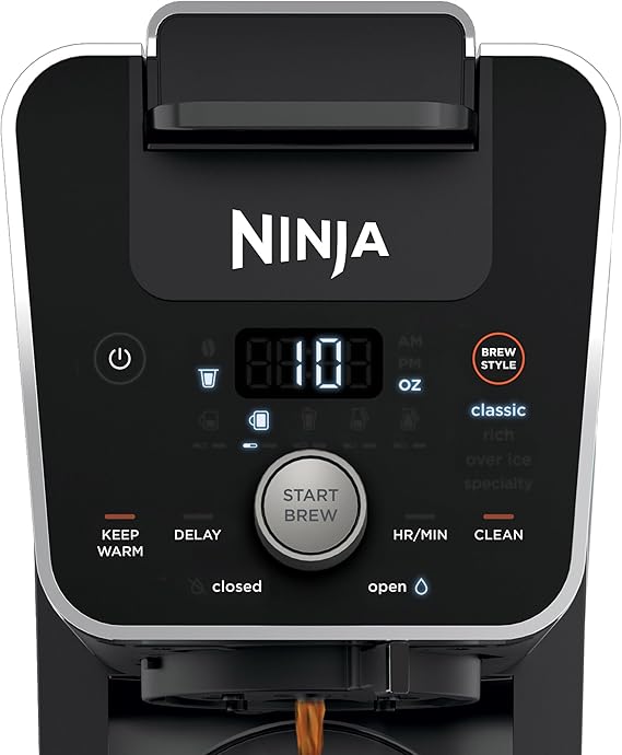 Ninja CFP451CO DualBrew System 14-Cup Coffee Maker, Single-Serve Pods & Grounds, 4 Brew Styles, Built-In Fold Away Frother, 70-oz. Water Reservoir Carafe, Black Extra Large (Renewed)