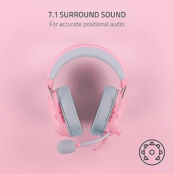 Razer BlackShark V2 X Gaming Headset: 7.1 Surround Sound - 50mm Drivers - Memory Foam Cushions - for PC, PS4, PS5, Switch - 3.5mm Audio Jack - Quartz Pink (Renewed)