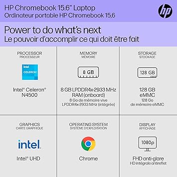 HP 15.6" HD Chromebook Laptop Intel Pentium N6000 8GB 128GB SSD Mineral Silver