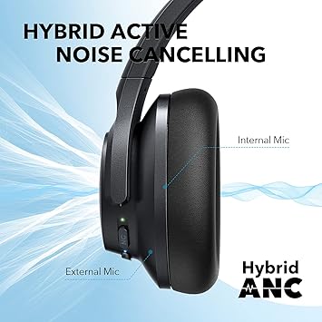 Soundcore by Anker Life Q20+ Active Noise Cancelling Headphones, 40H Playtime, Hi-Res Audio, Soundcore App, Connect to 2 Devices, Memory Foam Earcups, Bluetooth Headphones for Travel, Home Office (Renewed)