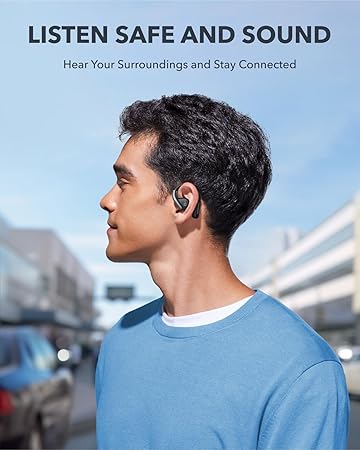 Soundcore by Anker, AeroFit Open-Ear Headphones, Ultra Comfort, Snug Fit, Ergonomic Ear Hook, Balanced Sound, IPX7 Waterproof, 42H Playtime, Bluetooth 5.3, App Control, Clear Calls(Renewed)