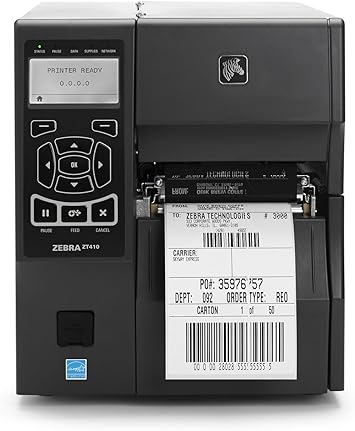 Zebra ZT41042-T010000Z ZT410 Industrial Thermal Transfer Table Top Printer, 203 DPI, Monochrome, With 10/100 Ethernet, Bluetooth 2.1, USB Host