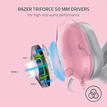 Razer BlackShark V2 X Gaming Headset: 7.1 Surround Sound - 50mm Drivers - Memory Foam Cushions - for PC, PS4, PS5, Switch - 3.5mm Audio Jack - Quartz Pink (Renewed)