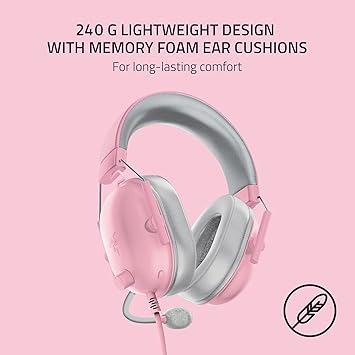 Razer BlackShark V2 X Gaming Headset: 7.1 Surround Sound - 50mm Drivers - Memory Foam Cushions - for PC, PS4, PS5, Switch - 3.5mm Audio Jack - Quartz Pink (Renewed)