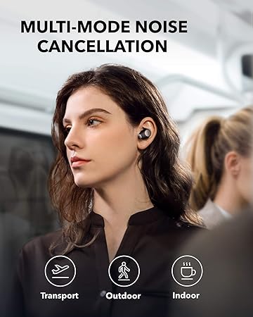 Soundcore by Anker Life A2 NC Multi-Mode Noise Cancelling Wireless Earbuds,ANC Bluetooth Earbuds with 6-Mic Clear Calls,35-Hr Playtime, and Deep Bass, Fast Charging, Transparency, and App (Renewed)