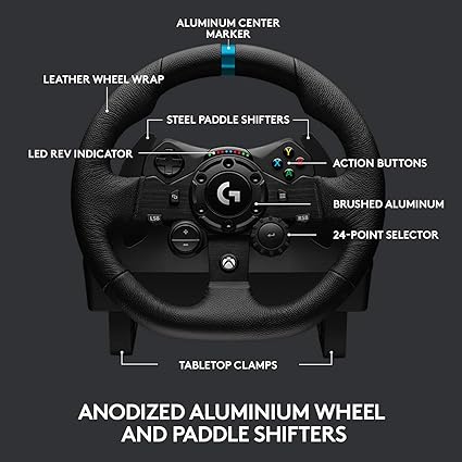 Logitech G923 Racing Wheel and Pedals for Xbox X|S, Xbox One and PC (Renewed)