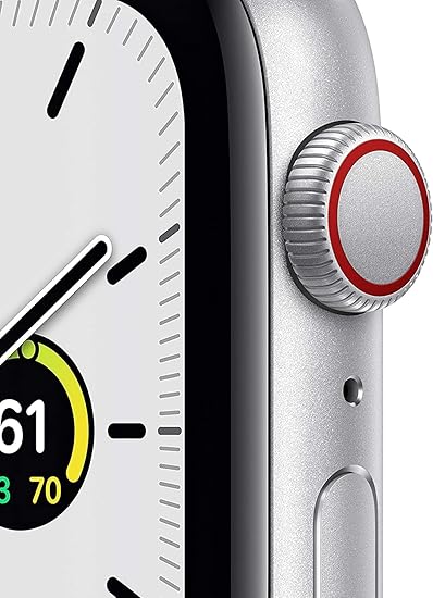 Apple Watch SE (GPS + Cellular, 40mm) Silver Aluminum Case with White Sport Band (Renewed)