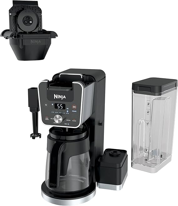 Ninja CFP451CO DualBrew System 14-Cup Coffee Maker, Single-Serve Pods & Grounds, 4 Brew Styles, Built-In Fold Away Frother, 70-oz. Water Reservoir Carafe, Black Extra Large (Renewed)