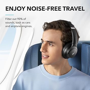 soundcore by Anker Q20i Hybrid Active Noise Cancelling Headphones, Wireless Over-Ear Bluetooth, 40H Long ANC Playtime, Hi-Res Audio, Big Bass, Customize via an App, Ideal for Travel (Renewed)