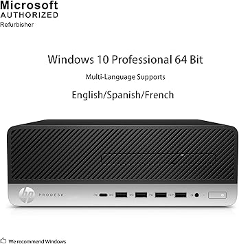 HP ProDesk 600G3 Desktop Computer PC, 16GB RAM, 512GB SSD Hard Drive, Windows 10 Professional 64 Bit (Renewed)