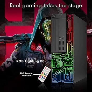 Dell Gaming OptiPlex Desktop RGB Computer PC, Intel Core i5, GeForce GT 1030 2GB GDDR5, 16GB RAM, 512GB SSD, 24 Inch HDMI Monitor, Keyboard Mouse and Headset, WiFi, Windows 10 Pro (Renewed)