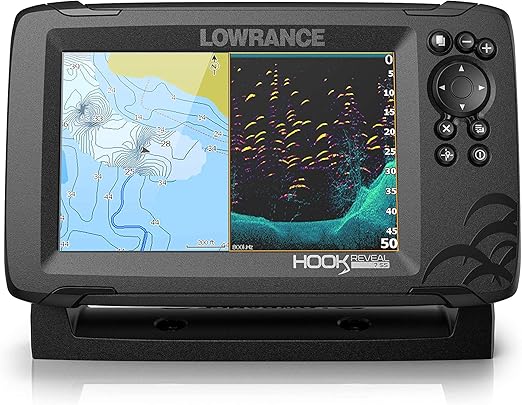 Lowrance Hook Reveal 7 Fish Finder 7 Inch Screen with Transducer and C-MAP Preloaded Map Options (Renewed)