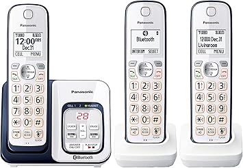 Panasonic KX-TGD563A Link2Cell Bluetooth Cordless Phone with Voice Assist and Answering Machine - 3 Handsets