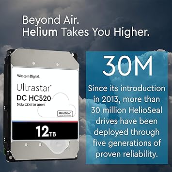 HGST - WD Ultrastar DC HC520 HDD | HUH721212ALE601 | 12TB 7200RPM SATA 6Gb/s 256MB Cache 3.5-Inch | ISE 512e | Helium Data Center Internal Hard Disk Drive (Renewed)