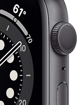 Apple Watch Series 6 (GPS, 44mm) - Space Gray Aluminum Case with Black Sport Band (Renewed)