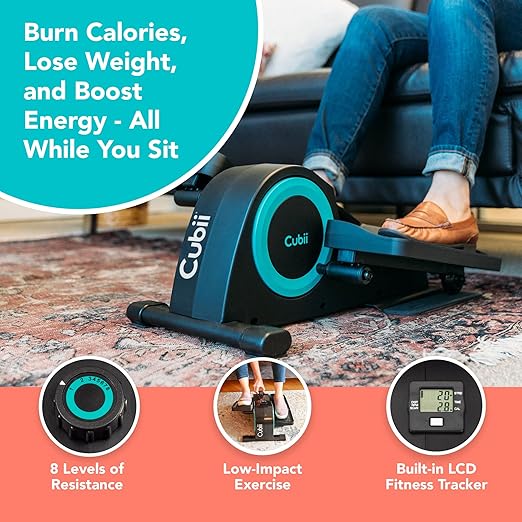 Cubii JR1, Under Desk Elliptical, Under Desk Bike Pedal Exerciser, Seated Elliptical, Work from Home Fitness, Mini Elliptical Machines for Home Use, Cubii Exerciser for Seniors, Desk Exercise (Renewed)