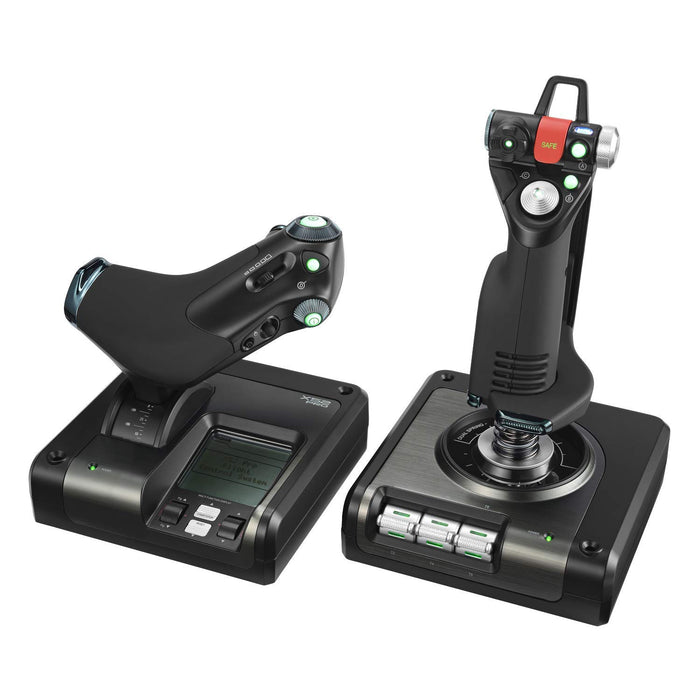 Logitech G X52 Pro Flight Control System | Precision Joystick with Dual-Spring Centering, LCD Display, and 16 Programmable Buttons