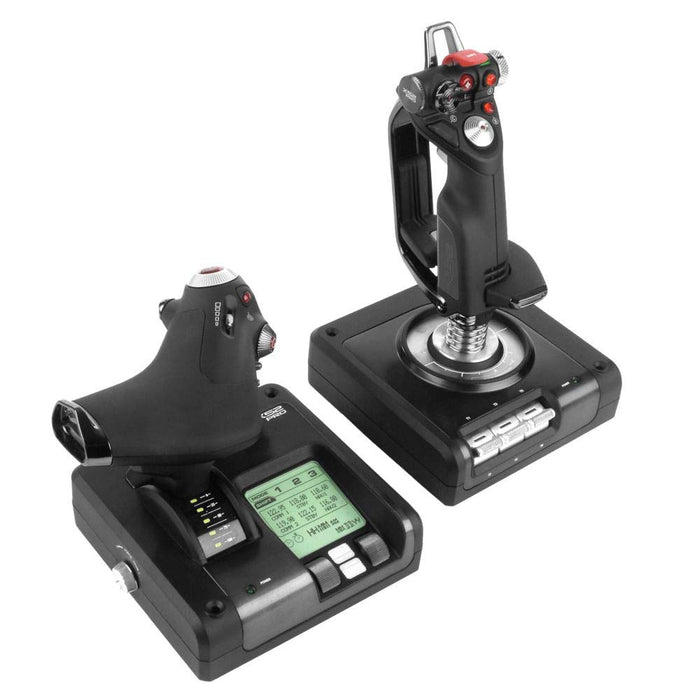 Logitech G X52 Pro Flight Control System | Precision Joystick with Dual-Spring Centering, LCD Display, and 16 Programmable Buttons